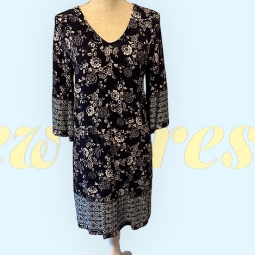 Skies are Blue black dress with floral design , sz SP, nwt